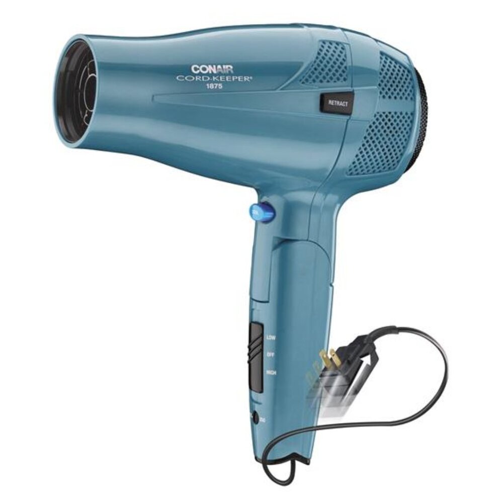 Hair Dryer with Folding Handle and Retractable Cord, 1875W Travel Hair